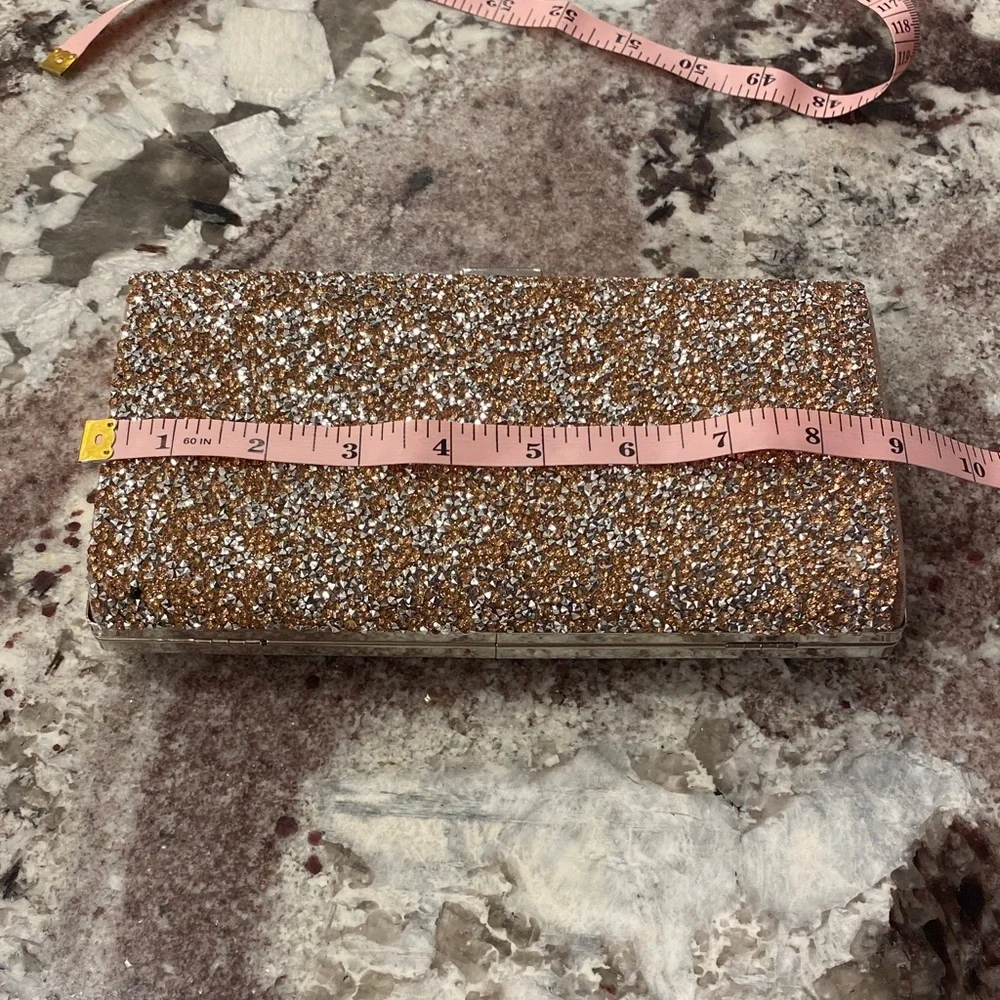 Gold Rhinestone Evening Clutch Bag Sparkly Formal Wedding Party Purse - Picture 6 of 11